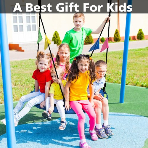 HeyZoo 48-Inch Tree Swing - Large Saucer Swing for Family Fun | 900lbs Capacity, Adjustable Straps, Blue