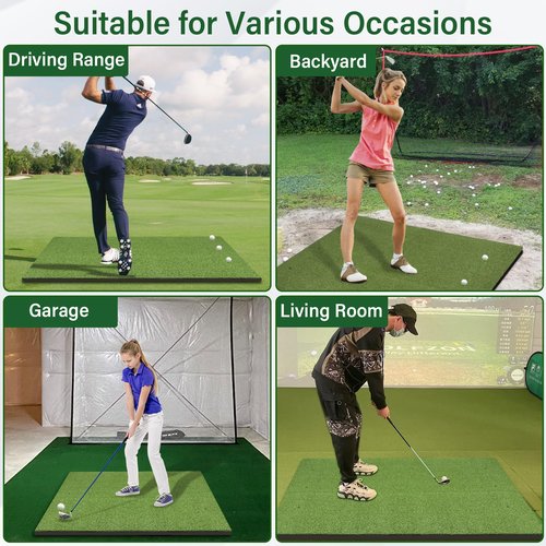 Domivans Golf Mat Elite Golf Hitting Mats Practice Outdoor & Indoor,5x4ft Turf Driving Range Mats for Golf Simulators and Practice with 10 Balls,9 Tees,31mm Thickening