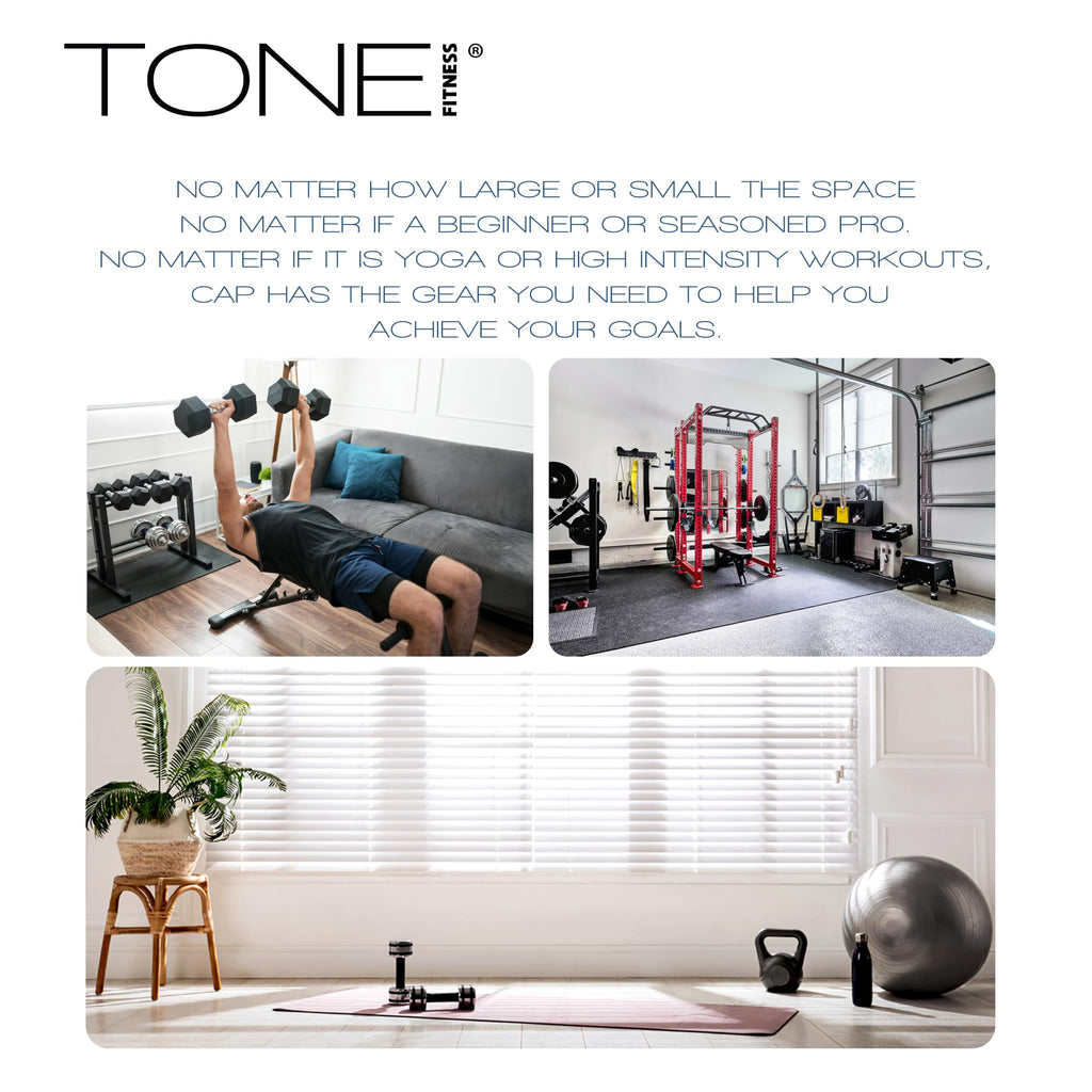 Tone Fitness Premium Extra Thick 1-Inch High Density Exercise Mat with Carry Strap – Non-Slip Workout, Pilates, and Yoga Mat for Home Gym - Color Mocha - Mesh Pattern