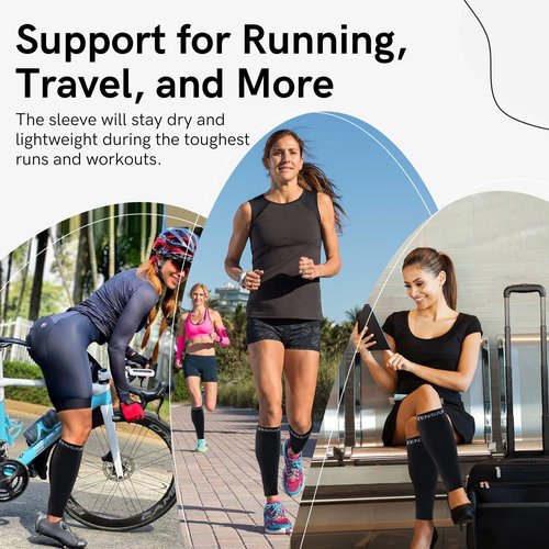 Zensah Running Leg Compression Sleeves - Shin Splint, Calf Compression Sleeve Men and Women (Black, X-Small/Small)