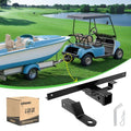 10L0L Golf Cart Trailer Hitch Fit for Club Car DS 1982-up Models Fits on Backseat Footrest Compatible with Cargo Boxes, black