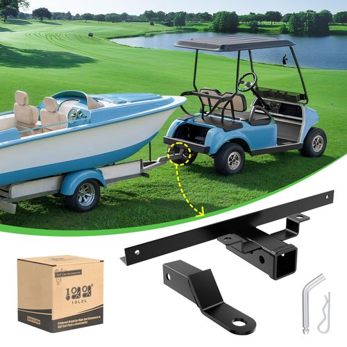10L0L Golf Cart Trailer Hitch Fit for Club Car DS 1982-up Models Fits on Backseat Footrest Compatible with Cargo Boxes, black