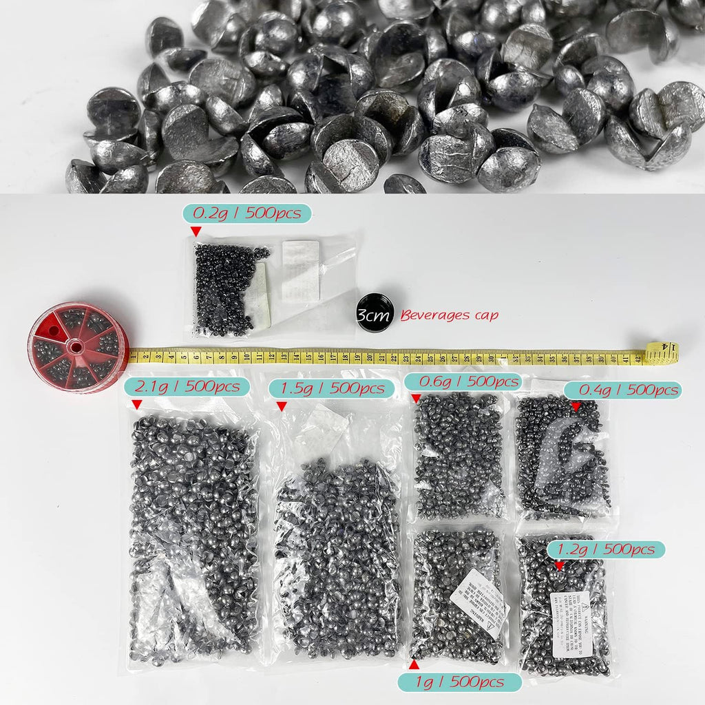 Skiennix Removable Split-Shot Fishing Sinkers - 500 Pcs Lead Weights for Enhanced Casting