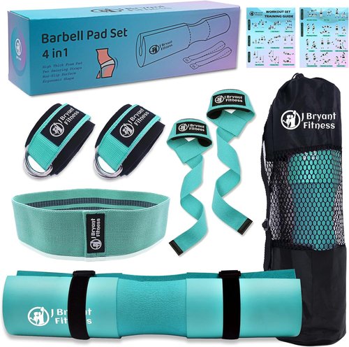 J Bryant Barbell Pad Set - Thick Cushion for Hip Thrusts & Squats | Includes 2 Ankle Straps & Carry Bag