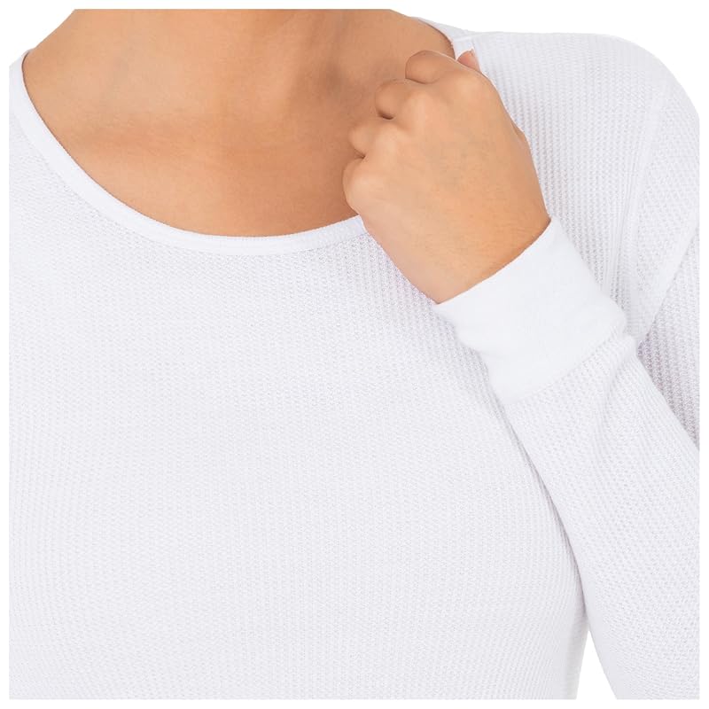 Fruit of the Loom Womens Micro Waffle Thermal Underwear Tee, White - 1 Pack, Large
