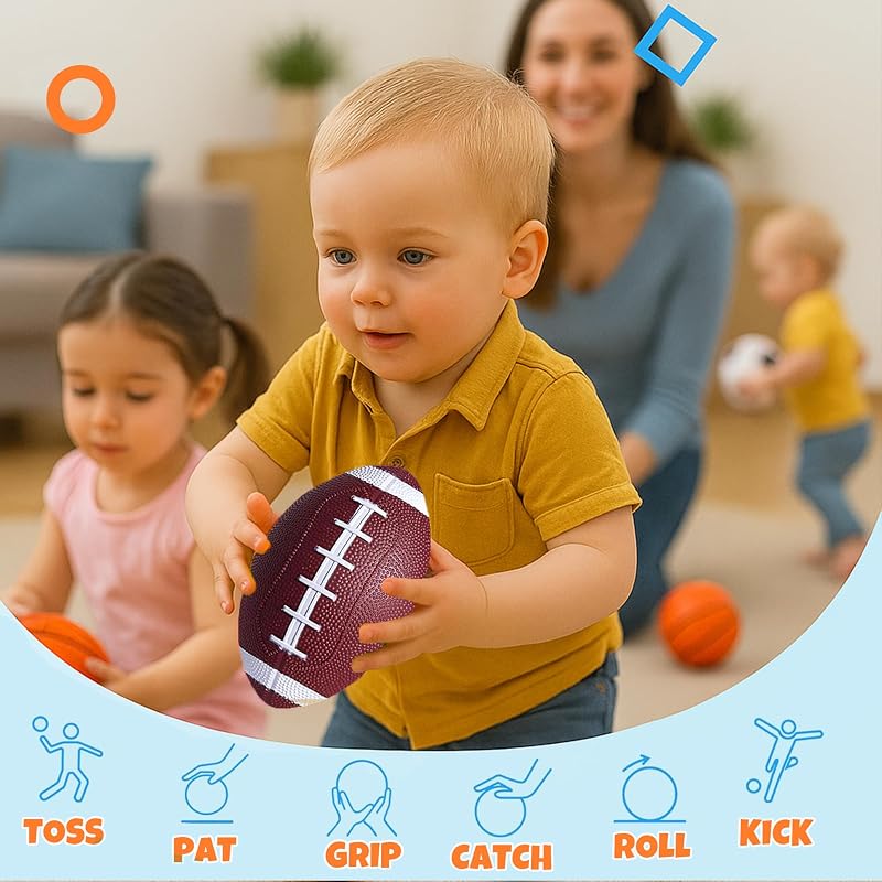 8 Pack 5-Inch Toddler Sports Balls Set – Includes Beach Ball, Rainbow & Classic Styles – Gift Box 8-Piece Elite Toddler Sports Set