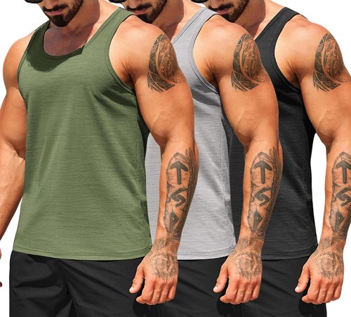 COOFANDY Men's Workout Tank Tops - Dry Fit Sleeveless Gym Shirts for Bodybuilding | 3-Pack
