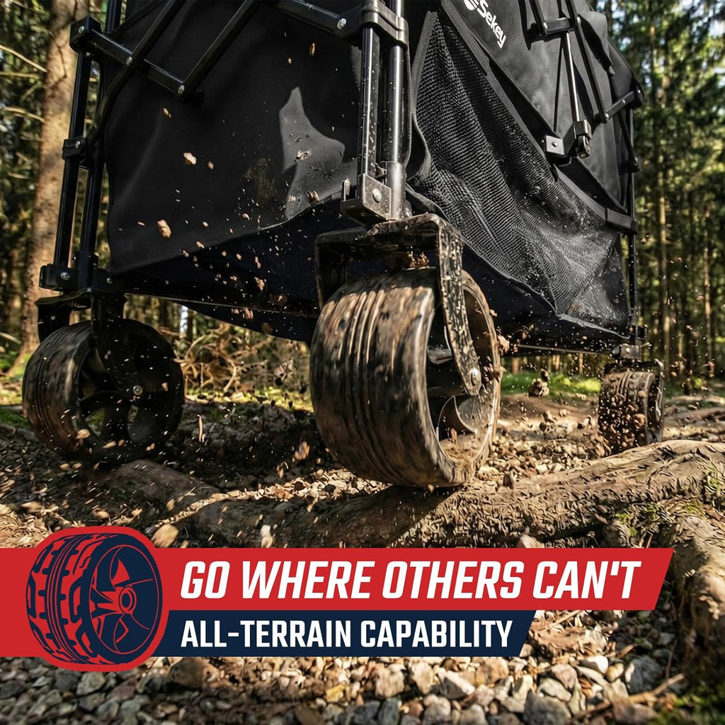 Sekey Heavy Duty Double Decker Wagon - 500Lbs Capacity Collapsible Garden Cart with All-Terrain Wheels | Fits 10x10 Canopy