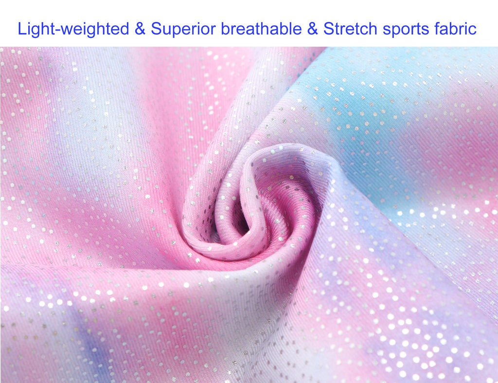 Domusgo Gymnastics Leotards for Girls Size 8 9 Years Old Sparkle Tie Dye White One Piece Sleeveless Unitard
