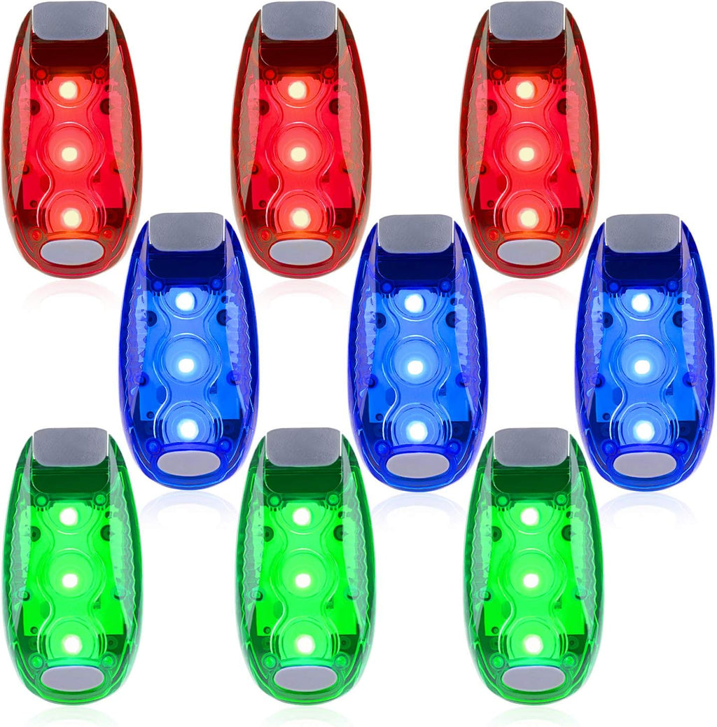 Skiennix LED Safety Lights - High Visibility Strobe Lights for Running & Biking | 9 Pack (Red/Blue/Green)