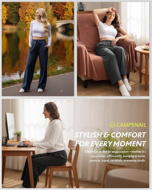 Campsnail Wide Leg Capri Pants for Women - Lightweight Casual Summer Yoga Pants | 25"/29" Sizes