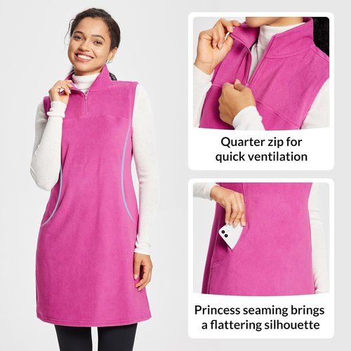 Baleaf Women's Fleece Dress | Warm Thermal Quarter Zip Pullover Tunic with Pocket - Perfect for Winter Travel