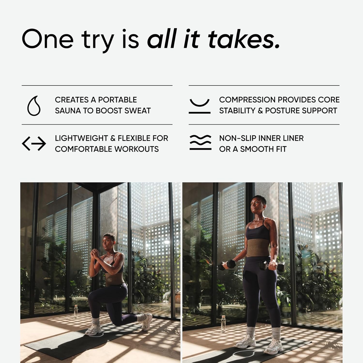 Sports Research Sweet Sweat Waist Trimmer - Premium Sweat-Enhancing Fitness Band for All Sizes