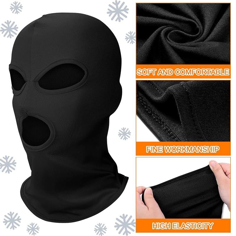 Seematn 8-Pack Full-Face Ski Masks with 3 Holes - UV Face Cover Neck Gaiter in Black, White, Yellow, Green, Pink, Rose, Red & Orange