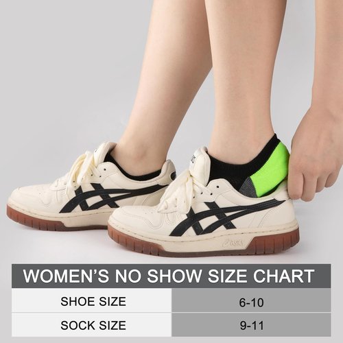 Eallco No Show Socks - Women's Athletic Cushioned Low Cut Non-Slip Running Ankle Socks | 6 Pairs