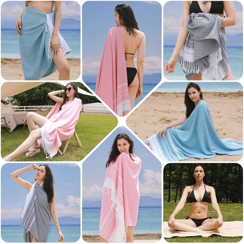 Genovega Oversized Turkish Beach Towels - Quick Dry, Sand-Free, Extra Large 74"x38" - Perfect for Summer Travel & Pool Days