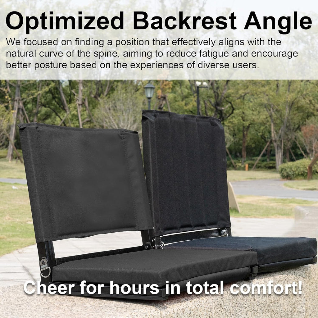 Skiennix Stadium Seats - Comfortable Folding Bleacher Chairs with Back Support & Cushion | 3 Mesh Pockets