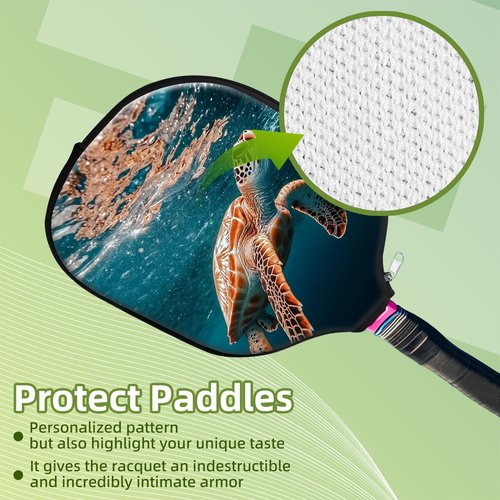 FQSXFIFN for Pickleball Paddle Cover with Smooth Zipper, Durable & Scratch-Resistant for Pickleball Paddle Case Protection, Sea Turtle Sleeve for Pickleball Paddles Racket