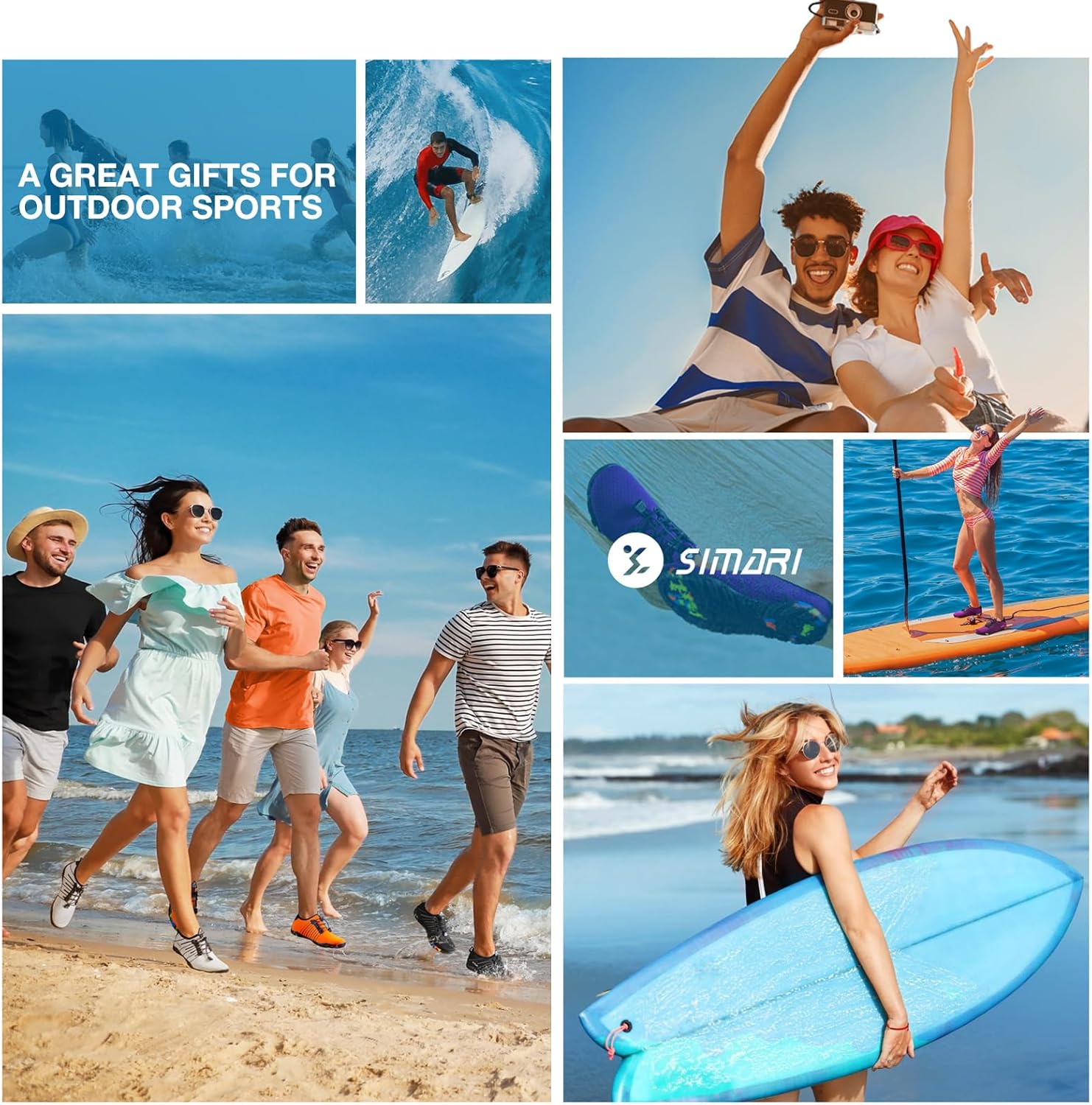 SIMARI Water Shoes - Quick-Dry Barefoot Aqua Socks for Men & Women | Lightweight Non-Slip Swim Shoes