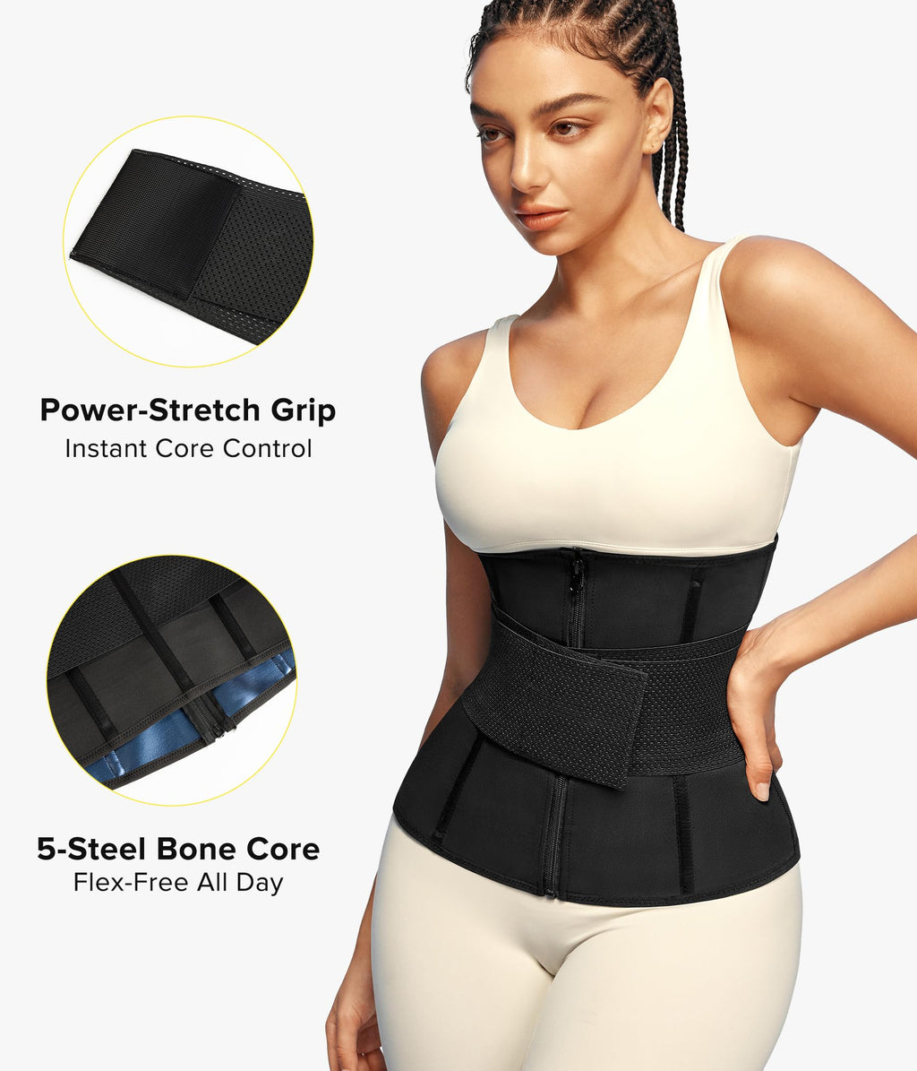 Junlan Sweat Waist Trainer for Women - Sauna Waist Trimmer for Working Out(Blue,X-Large)