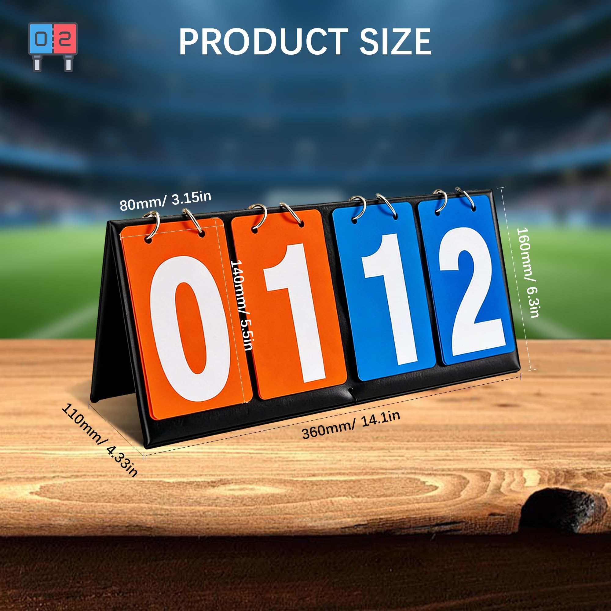 CAIYUANYUAN-SHENXUEJIAO Portable Desktop Flip Scoreboard 4-Digit with 2 Premium Whistles & Mouthguards - Ideal for Basketball, Tennis, Badminton & Multi-Sport Scoring