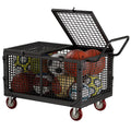 YOHKOH Ball Cart, Premium Portable Storage Locker with Wheels, Heavy-Duty Basketball or Volleyball Cart, Lockable Ball Bin for Sports Equipment, 38.6" W x 25" D x 34.3" H