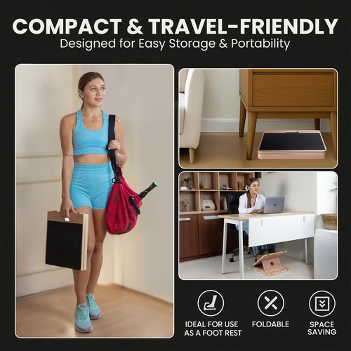 Swara 14″ Wide Professional Portable Eucalyptus Slant Board, thicker bottom board, Calf Stretching – Premium Adjustable Wooden Calf Stretcher Slant Board with Bonus Muscle Roller for Squats & Exercise