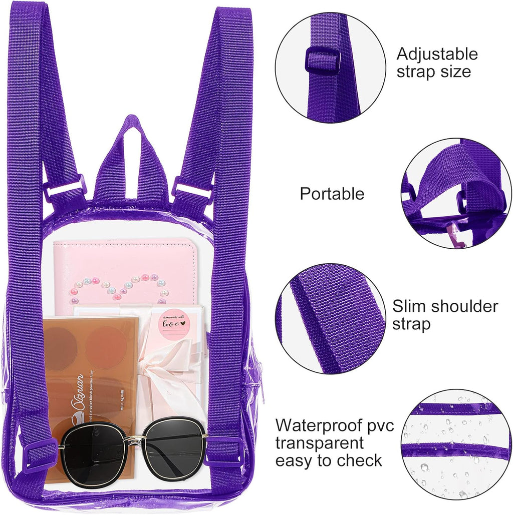 Weewooday Clear Mini Backpack - Transparent Waterproof Crossbody Concert Purse - Purple