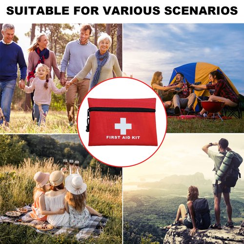 AOUTACC 12pcs Mini First Aid Kit Empty Bag, Travel Empty First Aid Kit Pouch with Zippered for Emergency at Home, Office, Car, Outdoors, Boat, Camping, Hiking(Bag Only)