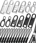 Zipper Pull Replacement 32 Pack, Universal Replacement Zipper Pull Kit, Replacement Zipper Pulls Tab, Luggage Zipper Pulls for Backpacks, Purses, Jackets, Boots (4 Styles 4 Sizes)