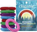 Cliganic Mosquito Repellent Bracelets - 10 Pack of Natural DEET-Free Bands in Rainbow Colors