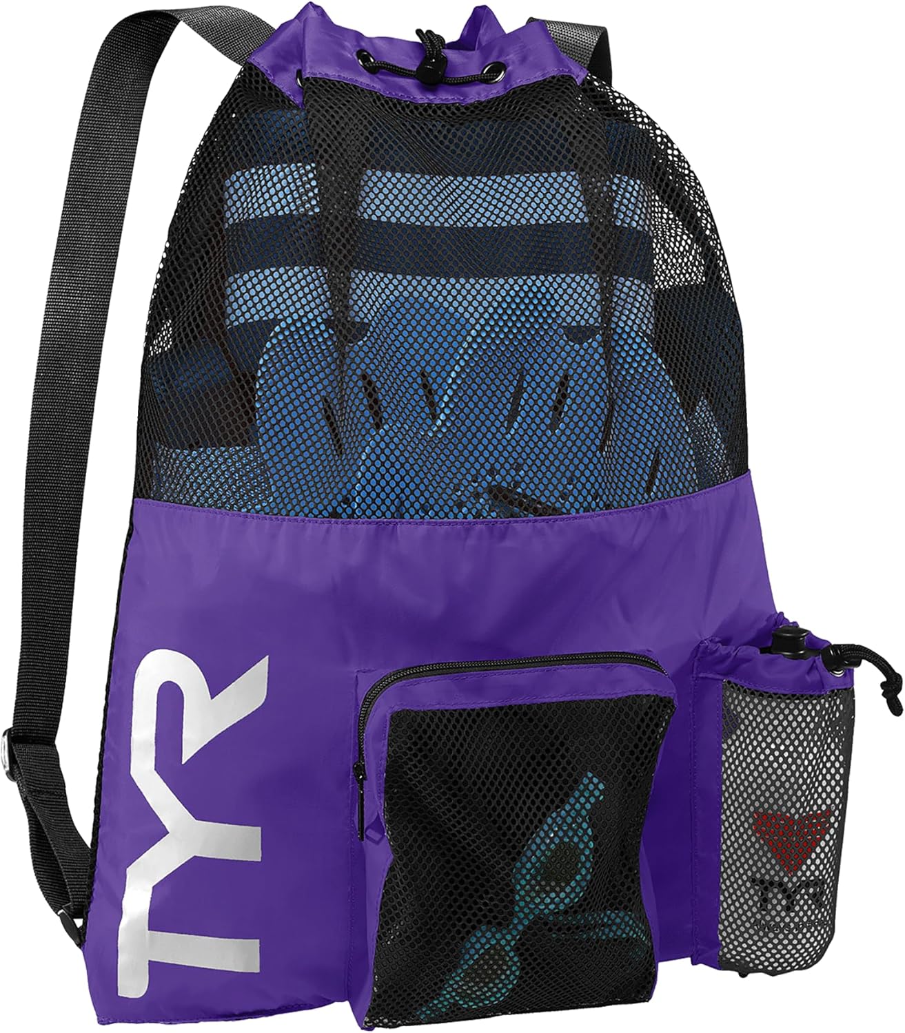 TYR Big Mesh Mummy Backpack - Ideal for Swim, Gym & Workout Gear - Purple, 40L Capacity