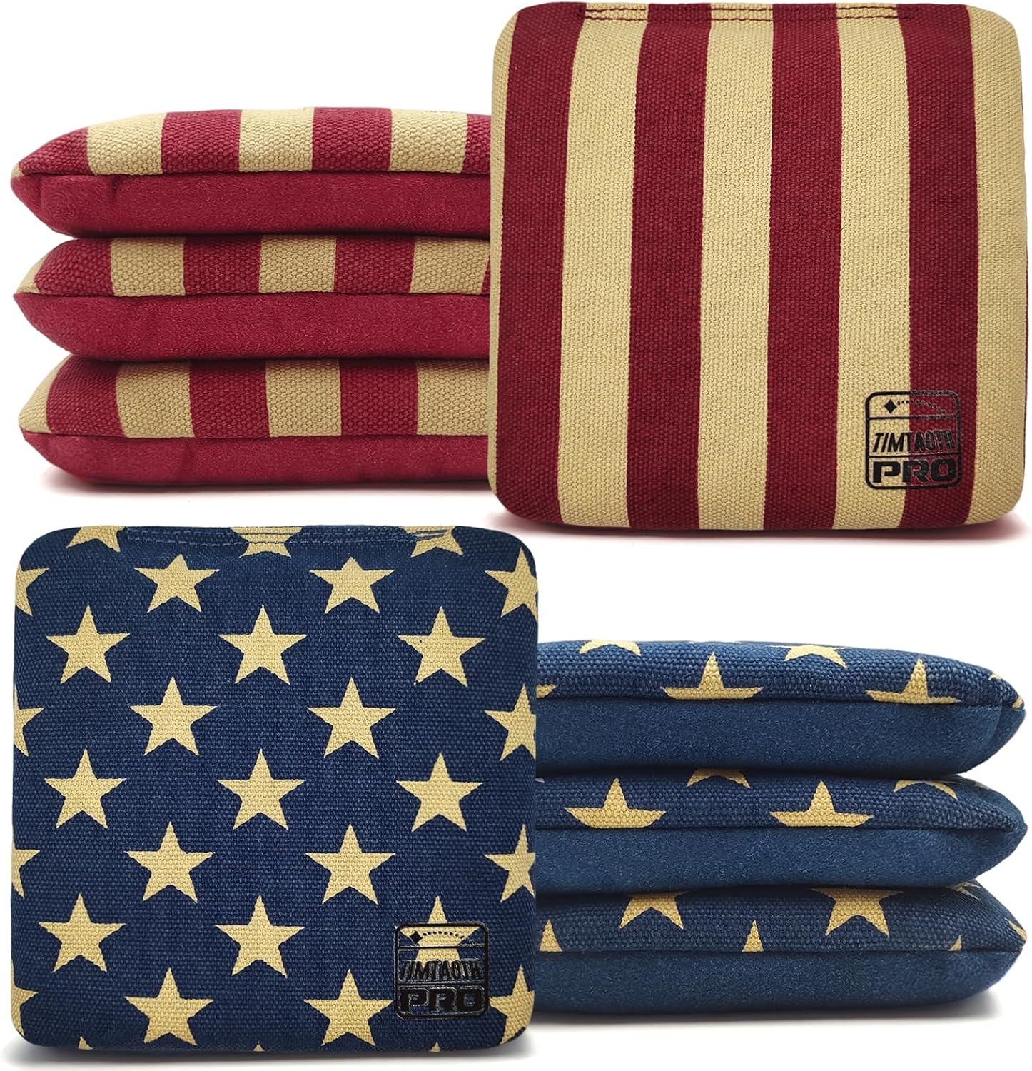 Professional Cornhole Bags Set of 8 - Dual Sided Slick and Stick Design for Regulation Play