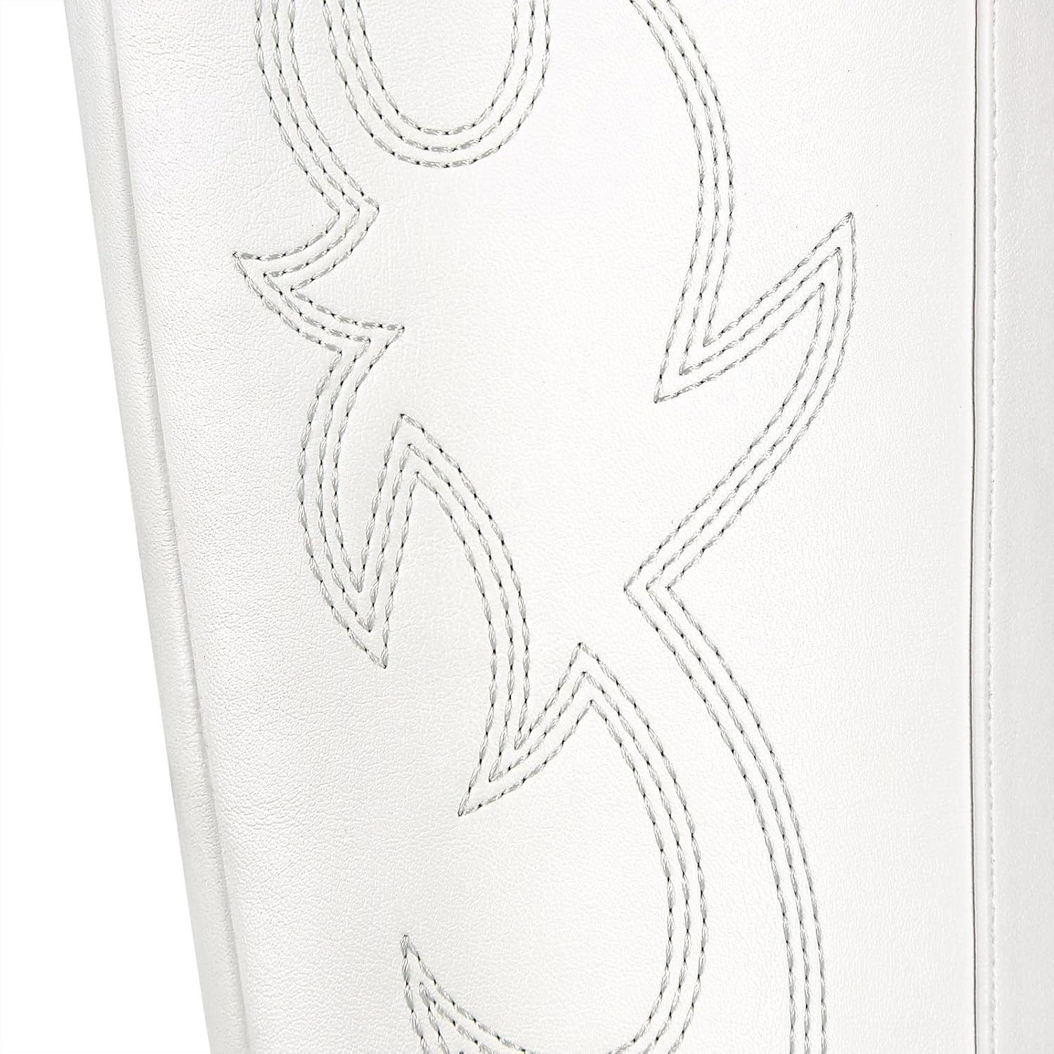 Ouepiano White Cowgirl Boots - Women's Knee High Cowboy Boots with Chunky Heel & Pointed Toe