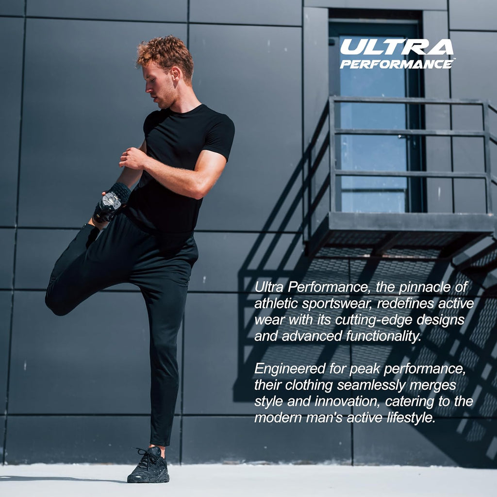 Ultra Performance Men's Athletic Jogger Pants - Stretch Nylon Gym Pants with Pockets for Active Workouts