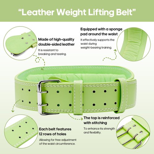 Leather Weight Lifting Belt for Women and Girl 4 Inches Padded Lumbar Support Belt for Workout Training with Adjustable Buckle