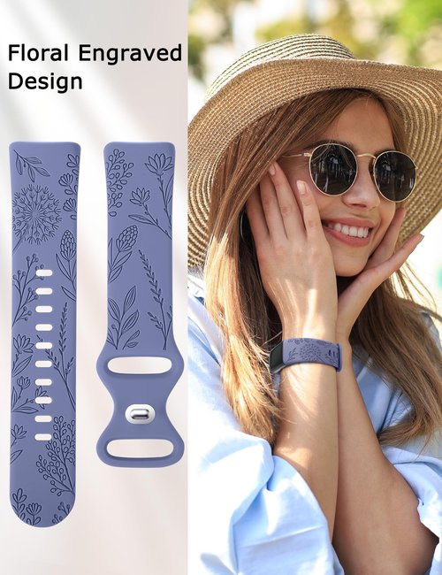 Minyee 3 Packs Floral Engraved Band Compatible with Fitbit Charge 6 Bands/Fitbit Charge 5 Bands Women, Cute Soft Silicone Dandelion Flower Pattern Sport Designer Fancy Summer Strap for Charge 6/5