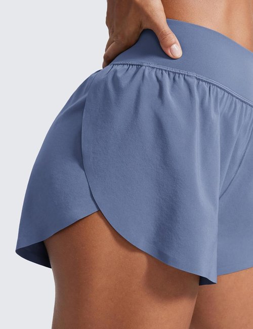CRZ YOGA High Waisted Running Shorts - Comfy Mesh Liner for Women | Quick Dry & Split Design