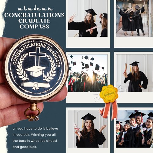 Graduation Gift - Congratulations Graduate Gifts for Graduation 2026, Engraved Compass in Wood Box, Uplifting Inspirational Gift, College High School Graduate Gift
