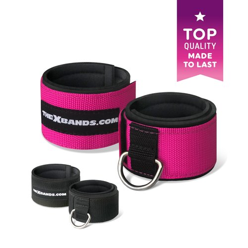 The X Bands - Ankle Cuff For Cable Machine - Ankle Straps - Gym Ankle Strap For Cable Machine - Neoprene Booties - Xbands Resistance Bands - X Bands Booty Bands - Ankle Workout Strap - Pink