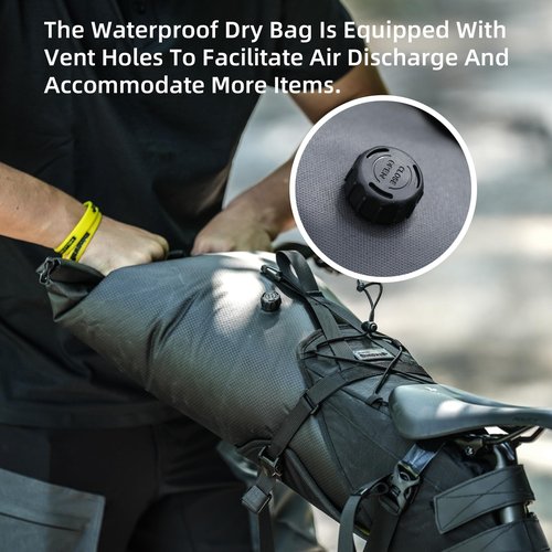 Rhinowalk Bike Saddle Bag Bicycle Saddle Pannier 14L Waterproof Storage Pouch Rear Rack Luggage Carrier Quick-Fit with Hardshell Frame & Interior (Black)
