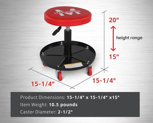 MaxWorks 80771 Pneumatic Roller Seat | Adjustable Height Creeper with 300 lb Capacity
