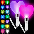 Lewtemi 2 Pcs 15 Color Concert Light Stick 9.8 Inch Heart Shaped Reusable 2 Lighting Modes Bright LED Multicolor Glow Flashing Light Sticks Hip Hop Fans Gift Glow in The Dark Party Favor Supplies