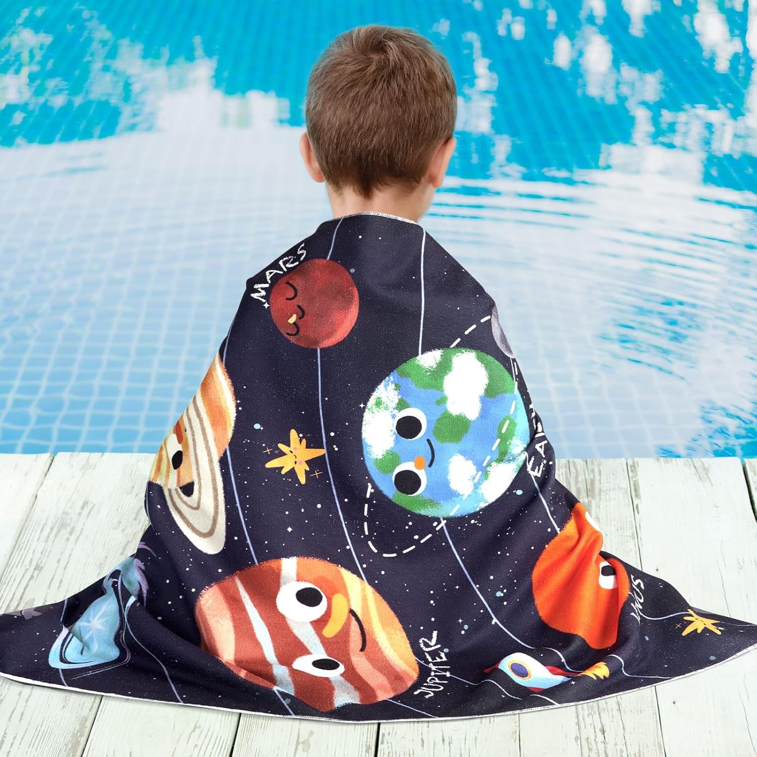 WERNNSAI Kids Beach Towel - 30” x 60” Ultra Absorbent Sand-Free Swim Towel for Boys | Quick-Dry Soft Blanket