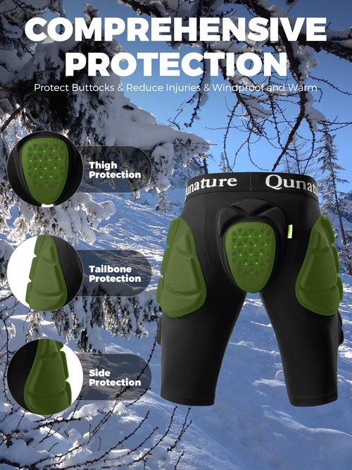 QUNATURE Butt Pads Snowboarding Hip Butt Pads Impact Shorts Skating Protective Gear Padded Shorts for Men Women Snowboard Butt Pad for Skateboarding Skiing Mountain Biking Speed Descent L
