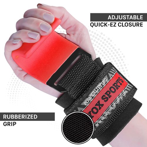 WYOX Weight Lifting Hooks for Men & Women (Pair) – Heavy Duty Wrist Support Straps with Hooks for Deadlifts, Pull Ups, Shrugs – Gym Lifting Straps with Grip Assist for Weightlifting & Strength Training