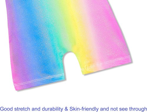 Domusgo Gymnastics Leotards for Girls - Sparkly One-Piece Pro Unitard with Shorts | Size Options Available