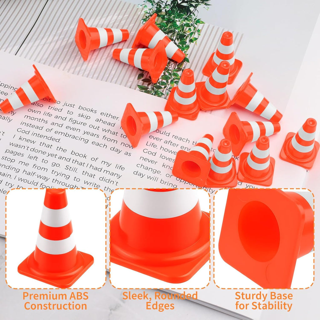 Skiennix Mini Traffic Cones - 30pcs Plastic Road Safety Barricades for Training & Sports | Orange