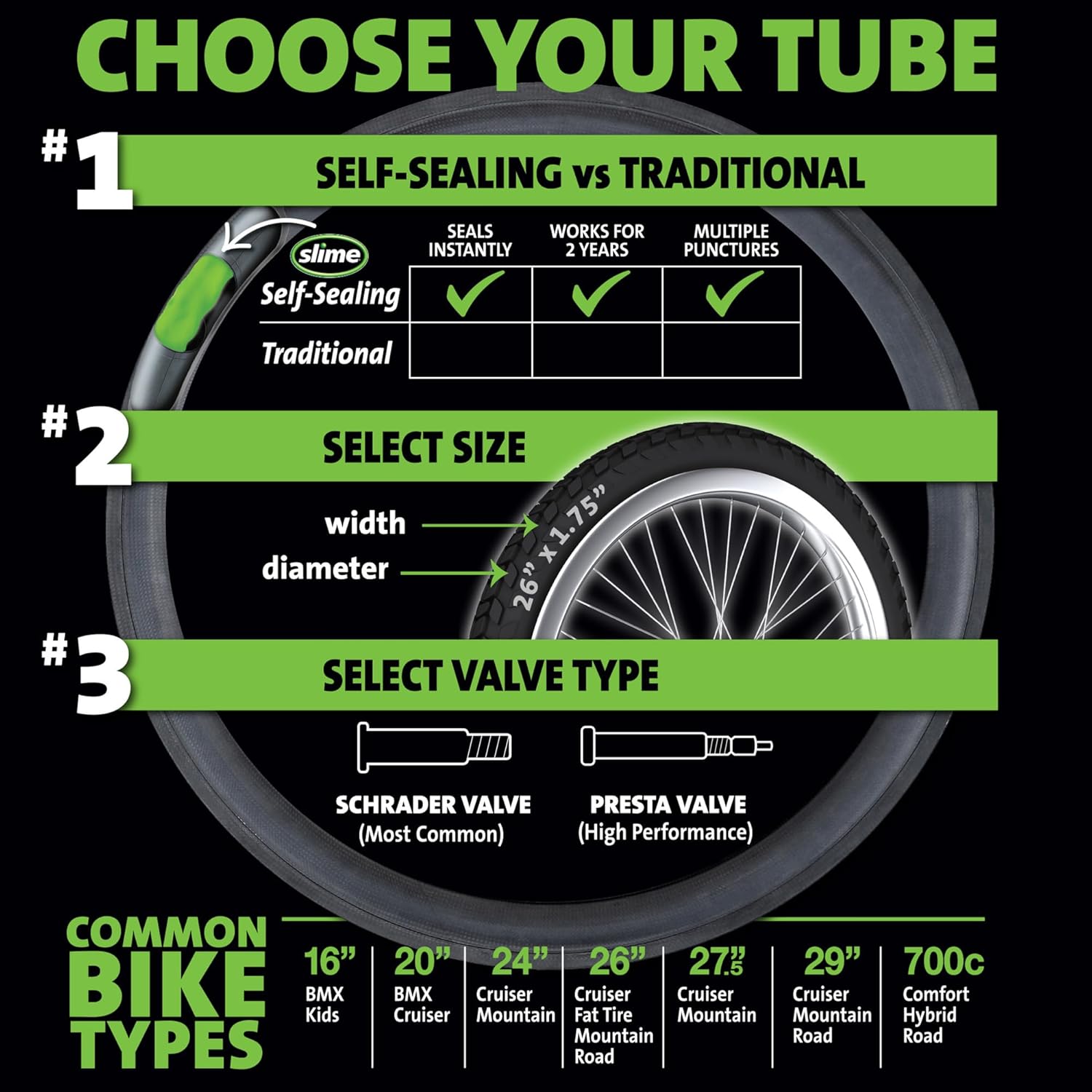 Slime Extra Strong Self-Sealing Bike Tube - Durable Tire Protection with Fibro-Seal Technology
