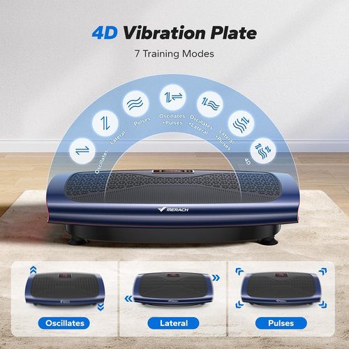 MERACH Vibration Plate - 3D & 4D Whole Body Vibration Machine for Weight Loss | Includes 2 Tension Ropes